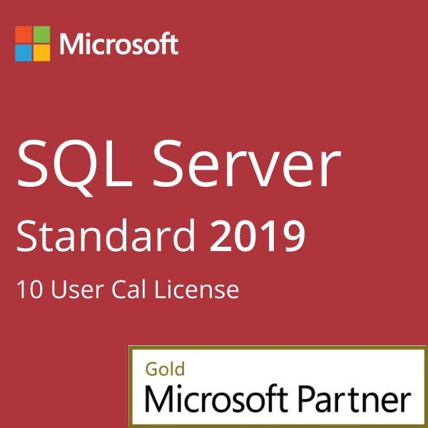 Microsoft Software SQL Server 2019 Standard + 10 User CAL License