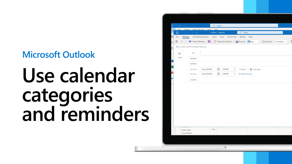 How to use Calendar Reminders and Categories