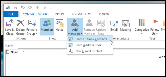 Create a Contact Group in Microsoft Outlook