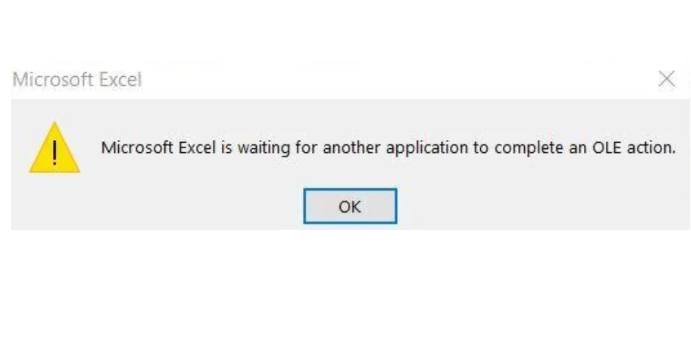 Fixing "Waiting for Another Application" Error in Excel Due to OLE Action Excel