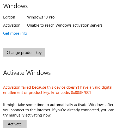 Fix Unable to Reach Windows Activation Servers
