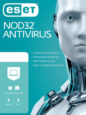 ESET Software ESET NOD32 Antivirus - 3 User, 1 Year (USA Activation Only) - ESD Download Code for PC/Mac/Android/Linux