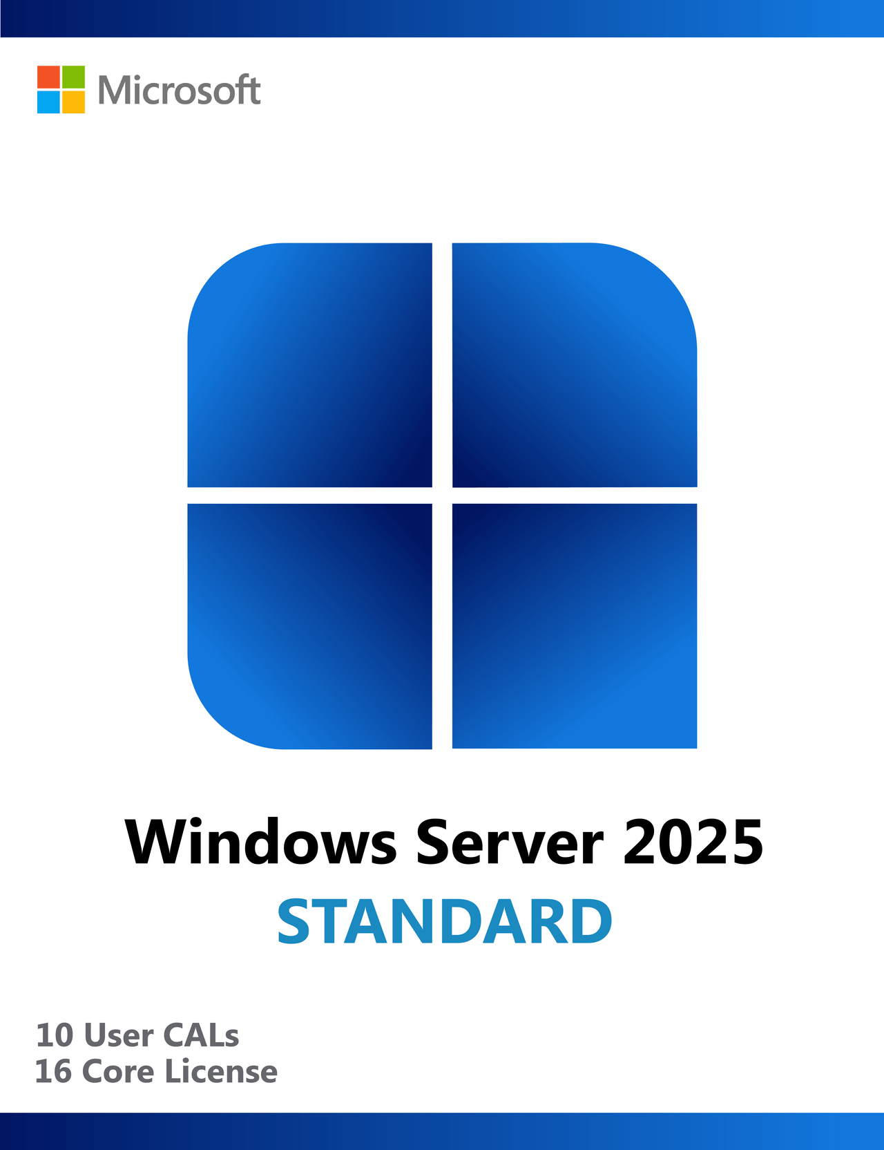 Microsoft Microsoft Windows Server 2025 Standard with 10 User CALs - 16 Core License