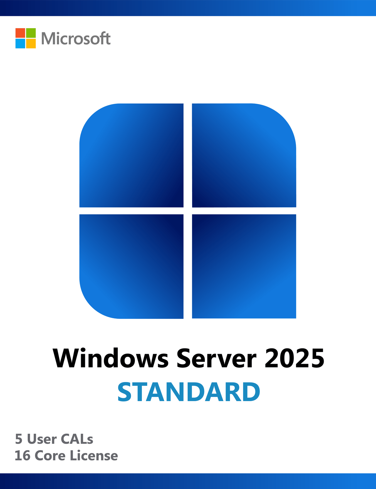 Windows Server 2025 Standard w/ 5 User CALs 16 Core License