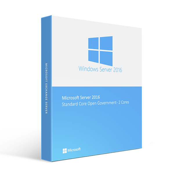 Microsoft Software Microsoft Windows Server 2016 Standard Core Open Government - 2 Cores box
