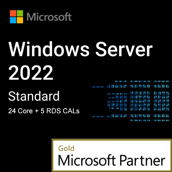 Microsoft Software Microsoft Windows Server 2022 Standard - 24 Core + 5 RDS CALs