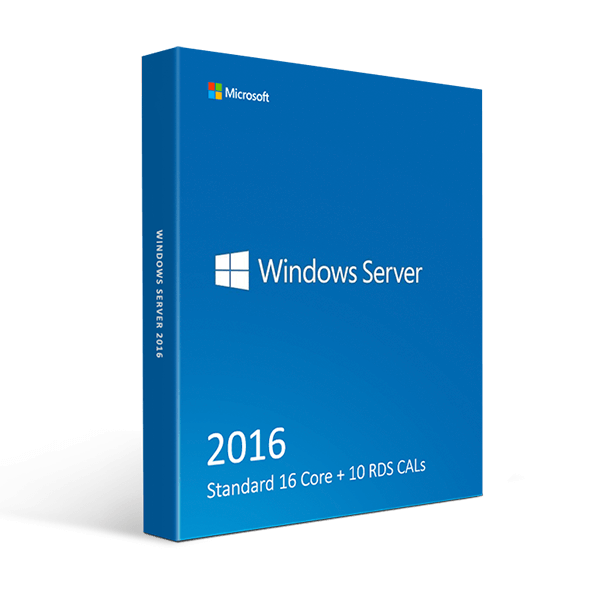 Microsoft Software Windows Server 2016 Standard 16 Core + 10 RDS CALs