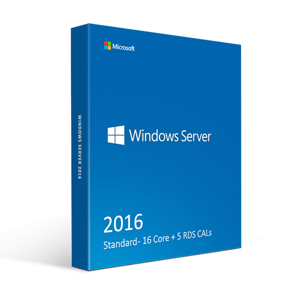 Microsoft Software Windows Server 2016 Standard - 16 Core + 5 RDS CALs